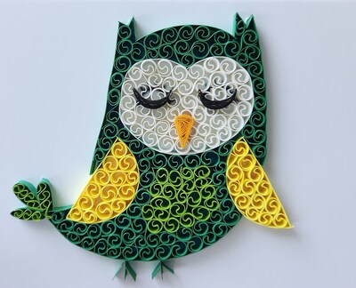 Framed Paper Quilling Owl Wall Décor, Owl Artwork, Quilling Owl Frame for Nursery Decor, Owl Paper Wall Art, Gift for Owl Lovers - image2